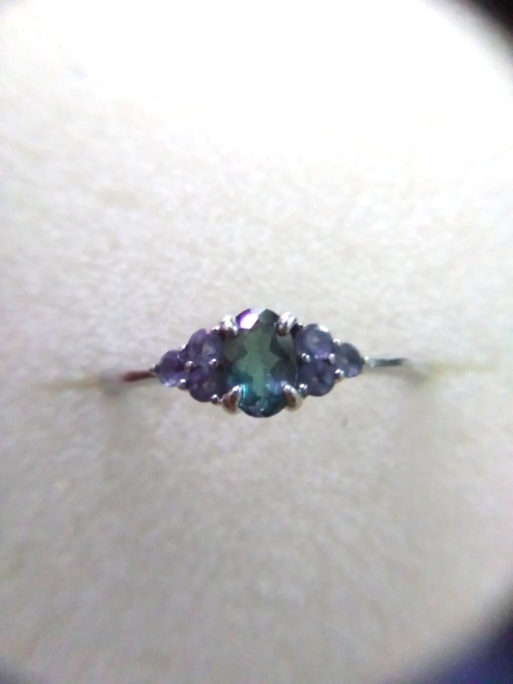LAB Created Alexandrite Silver RIng - Picture 4 of 7